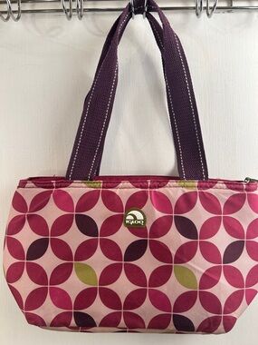 Igloo lunch tote burgundy purple circles 15x8” zipper insulated bag